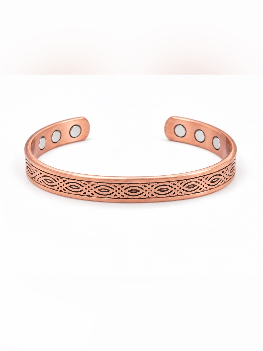 Brand New, Copper-Tone Magnetic Cuff Bracelet – Unisex, Engraved Filigree